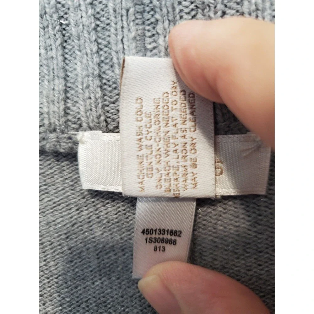 Chico's Gray Rabbit Hair Blend Gray Metallic Shimmer Open Front Cardigan 2 Large